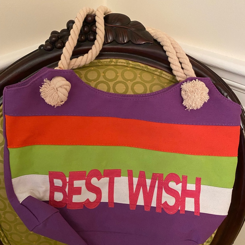 Multicolor canvas beach bag